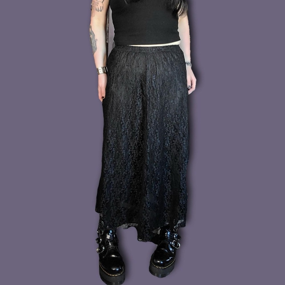 Whimsigoth Black Lace Maxi Skirt y2k - Picture 2 of 8